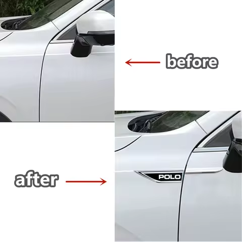 Auto Door Car Fender Side Blade Badge Car Body Protective Metal Sticker For Volkswagen VW Polo 6R 6N