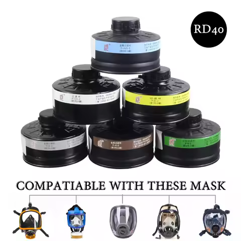 Metal Case Filtering Canister Chemical Organic Gas CO Filter RD40 For Full Mask Gas Respirator Paint