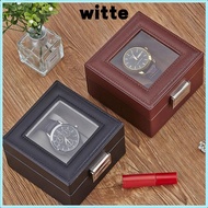 WITTE Watch Storage Box, Leather Wood Watch Box, Portable 1 Watch Slot Watch Collection Box Home