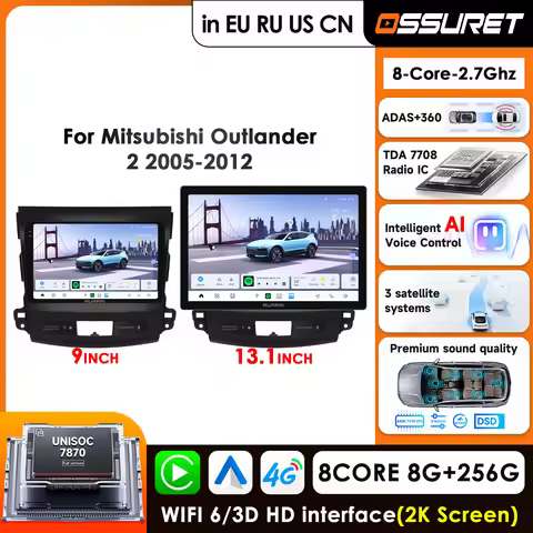 13.1" 4G Carplay Android Auto Car Radio for Citroen C-Crosser Peugeot 4007 Mitsubishi Outlander 2 20