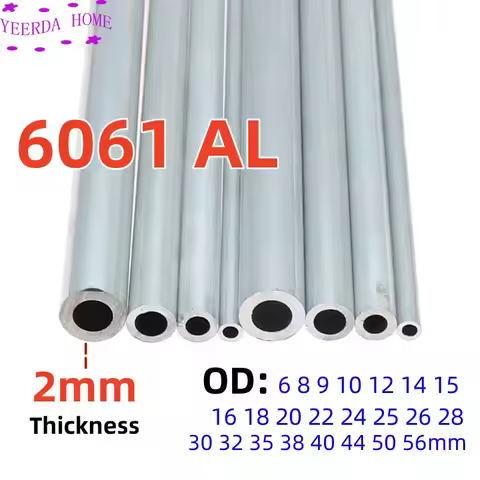 Aluminium Pipe 2mm Wall Thickness 6-56mm OD Straight 240mm 490mm Long Round 6061 Aluminum Alloy Tube