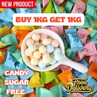 [BUY 1KG FREE 1KG] - 1KG Oral aroma Mint candy Sugar Free Assorted Fruit Flavor Candy Mint Ball Cand