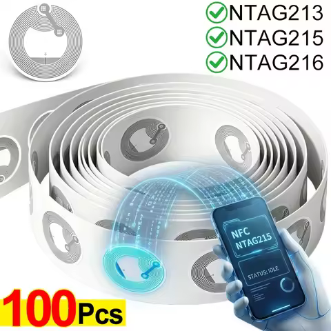 5-100Pcs NTAG213/NTAG215/NTAG216 NFC Tags Adhesive NFC Stickers Chip Rewritable Memory Ntag 213 215 