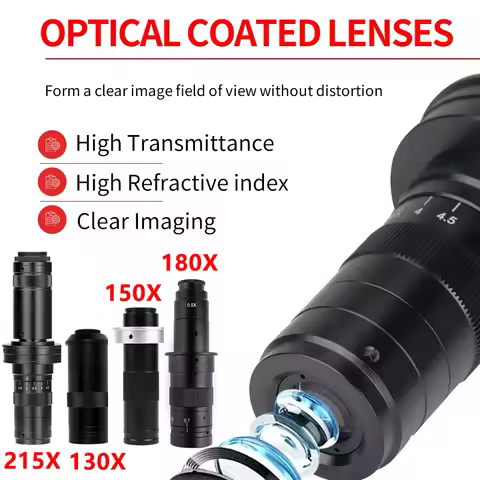 215X 180X 130X 150X Microscope Lens Adjustable Magnification Optical Zoom Lens Zoom C Mount Lens For