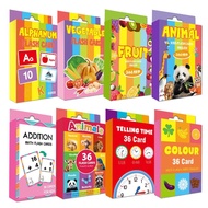 36Digital Card Set for Children in English: Cognitive Questions and Answers, Animals, Vegetables, Le