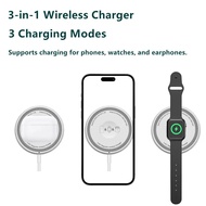 15W Magnetic 3-in-1 Wireless Charger for Phone 14 15 16 Pro Max Smart Watch Earbuds Mini Magnets Min