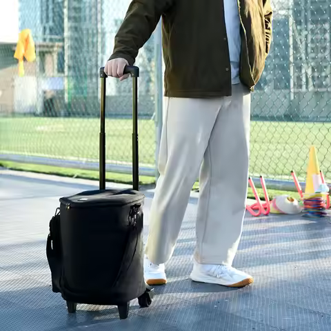 Rolling Speaker Bag with Retractable Handle Protective Speaker Case Multi-pocket for Bose S1 Pro / S