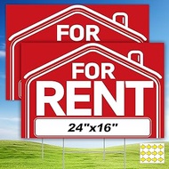 ComboJoy For Rent Yard Sign Yard Signs with Stakes, 24 x 16 Inches, Stickable and Double-Sided, 2 Pa