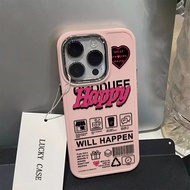 Happy Label Pattern Phone Case Compatible for IPhone 11 12 13 14 15 Pro 7 8 Plus X XR XS MAX SE 2020 Lens Protection Soft Shockproof Casing