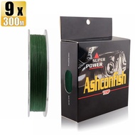 Ashconfish 9 sợi 300M câu cá bện dòng sợi PE màu trơn X9 dây bện 15-90lb