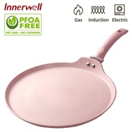 Innerwell Pink Nonstick Crepe Pan 28CM Granite Coating Flat Skillet Dosa Tawa Tortilla Pan Egg/pizza