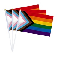 Progress Rainbow Pride Small Flag Decoration LGBTQ Gay Bisexual Transgender Mini