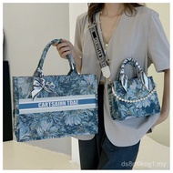 2025 Beg Tote Baharu Beg Tangan Rantai Mutiara Monet Garden Bahu Tunggal Crossbody Beg Lukisan Minya