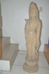 古董老件清代觀音漢白玉石雕像高123寬30長23公分重70公斤可交換物品