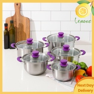 [Extra Thick- Upgraded Version] 304 Stainless Steel 5Pcs in 1 Pot Cooking Pot with Colourful Handle 