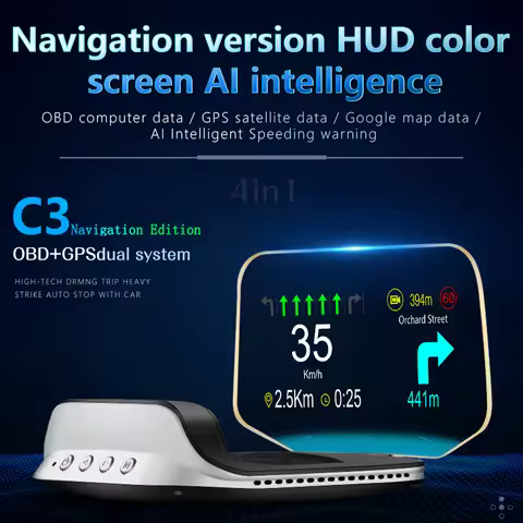 C3 OBD2 HUD Car Head Up Display Digital Speed Projector Car Speedometer GPS HUD Navigation Glass Pro