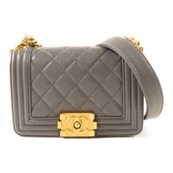 CHANEL 牛皮皮革Mini Boy金扣鏈帶肩背袋