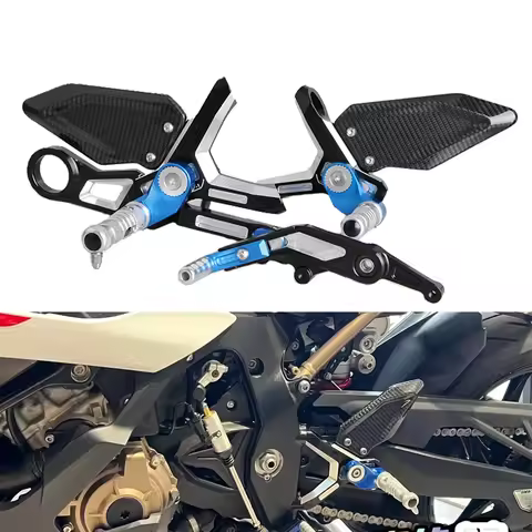 With M Logo Foot Pegs Kit Adjuster Foldable for BMW S1000RR K67 2020 2021 2022 Carbon Heel Footrest 