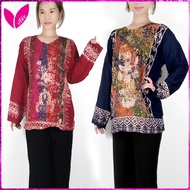 Batik Long Sleeve Blouse Wanita Baju Batik Perempuan Batik Lukis Baju Kaftan