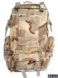 【野戰搖滾-生存遊戲部屋】MOLLE模組化戰術大背包(三沙迷彩) -內含多功能戰術腰包、雜物包