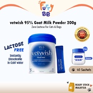 [Furry BB] vetwish 95% Pet Formula Goat Milk Powder 200g Lactose Free For Cats & Dogs 宠物羊奶粉 Susu Kuc