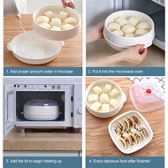 [Heat-Resistant Design] Round Plastic Microwave Steamer & Rack - Microwave/Steamer/Rack/Kitchen Tool
