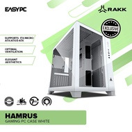 EasyPC | RAKK Hamrus pc case gaming| White/ Black| Mid Tower