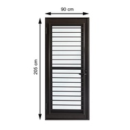 HomePro ชุดประตูบานเปิด อะลูมิเนียม SANKYOALUMI J-TRUST VENTILATION 90X205 ซม. สีน้ำตาล แบรนด์ Sanky