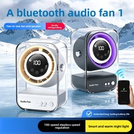 2‑in‑1 Desktop Mini Fan & Bluetooth Speaker Cooling Fan with Digital Display, Silent Rechargeable Po