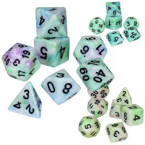 7Pcs Iridescent Mixed-Color Board Game Dice Set - Acrylic Dice (D4-D20), Ideal for Tabletop RPGs, Fr