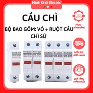 [Combo 5 cầu chì] hộp cầu chì RT 18-32X kèm ruột cầu chì sứ 2A-32A cầu trì ống kèm đế cầu chìcầu chì