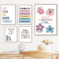 Boho Kids Classroom Signs Decor Print Wall Art English Classroom Posters Teacher Growth Mindset Quote Canvas Painting Pictures