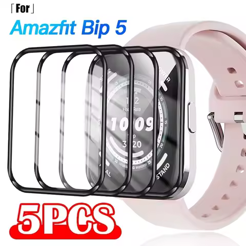 1-5PCS Screen Protector For Amazfit Bip 5 Full Curved Protective Film For Amazfit Bip 5 Anti-scratch