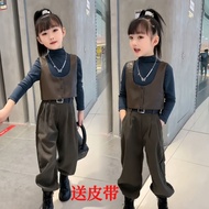 三件套three-piece suit女童春装三件套儿童装2025新款洋气网红中大童女孩皮马甲炸街套装新款2025.6.18