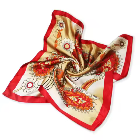 Silk scarf headband small facecloth square in 50cm Feather flowers scarf bandanas handkerchief necke