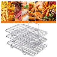 JANE Dehydrator Rack, Cooker Stainless Steel Air Fryer Rack,  Stackable Multi-Layer Three-Layer Basket Kitchen Gadgets