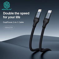 Nillkin DualPower 2 in1 Nylon Cable 100W Type C and Lightning Data Transmission Data Line For All Ph