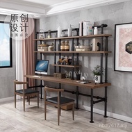 Iron Industrial Desk Bookshelf Solid Wood Art Writing Combination Creative Desk loft Computer Style 