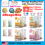 Autumnz - Double ZipLock Breastmilk Storage Bag (28 bags) with THERMAL SENSOR- Baby In Love