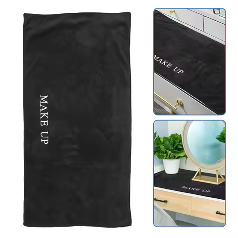 40x100cm Black Fabric Makeup Mat for Vanity Table Waterproof Non Slip Desk Protector Stylish Elegant