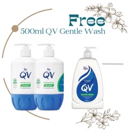 Bundle Value of 2 QV Cream Pump 500ml each (Exp: 07/2028) + FREE 500ml QV Gentle Wash (Exp: 02/2028)
