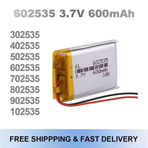 602535 3.7V 600mAh Rechargeable Li-Po Li-ion Polymer Battery 302535 402535 502535 702535 802535 9025