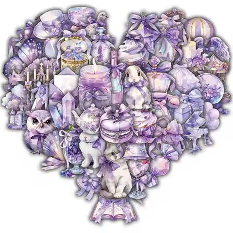 50PCS Purple Dream Sticker Creative Harajuku Aesthetic Bicycle Graffiti Cartoon Phone Stationery Caf