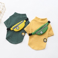Autumn new dog mesh backpack stripe T-shirt Teddy dog pet clothing cat clothes cosplay pet clothes c