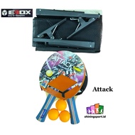 Ebox Attack Ping Pong Bat (Contains 2 bats) + FREE 3 PCS Ping Pong Balls, NET & Ping Pong Pole