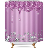 Tersum Orchid Flash Bath Curtain ห้องน้ำจับคู่สีที่สมบูรณ์แบบ (ไม่มีแวววาว) ตกแต่งงานปาร์ตี้เงาจับคู่สีที่สมบูรณ์แบบ 182.88 x 182.88 ซม. ผ้ากันน้ำ Charm Girl B