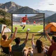 【CH*】 Portable 16 9 Projector Screen Milk Silk Material Double Stand For Camping Movies
