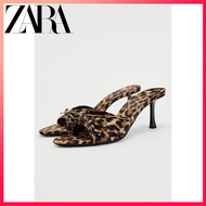 ZARA spring new product TRF women's shoes bow-detailed leopard print high-heeled sandals