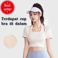 Sports tops Wanita Women's Short Sleeve Yoga Clothes Gym Sports Yoga Crop Tops Women's Outdoor Sport