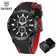 DIVEST Jam Tangan Pria, Jam Tangan Lelaki Quartz Kronograf Tali Karet,